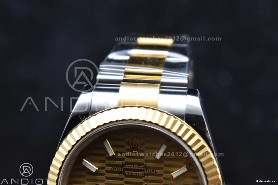 Oyster 904L Bracelet 1:1 YG 126333 SS Steel Clean VR Sleek on DateJust Textured 608 Dial Best 41 YG Edition 0826